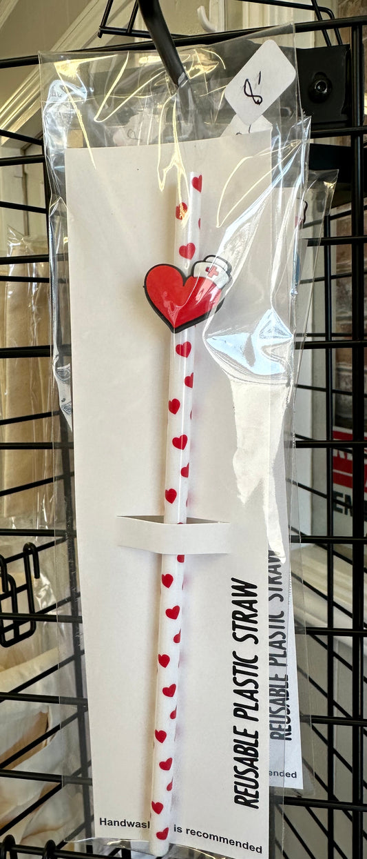 Heart straw charm with reusable straw