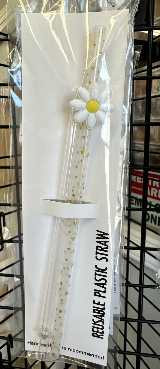 Daisy Straw Charm with reusable straws