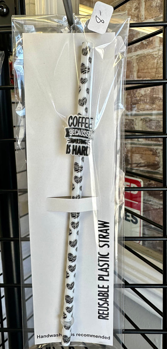 Straw charm and reusable straw