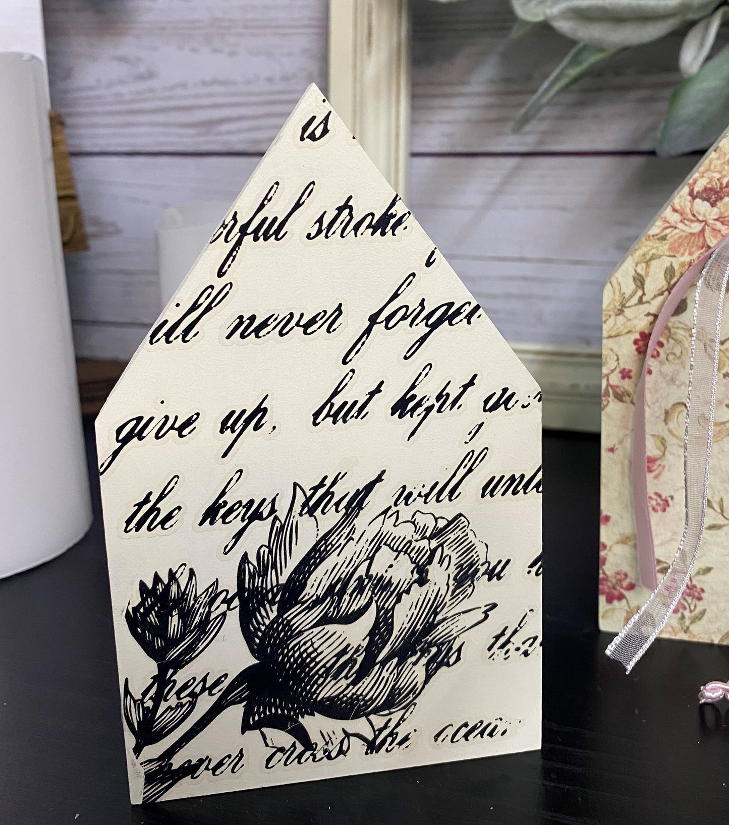 Black and white house shelf sitter