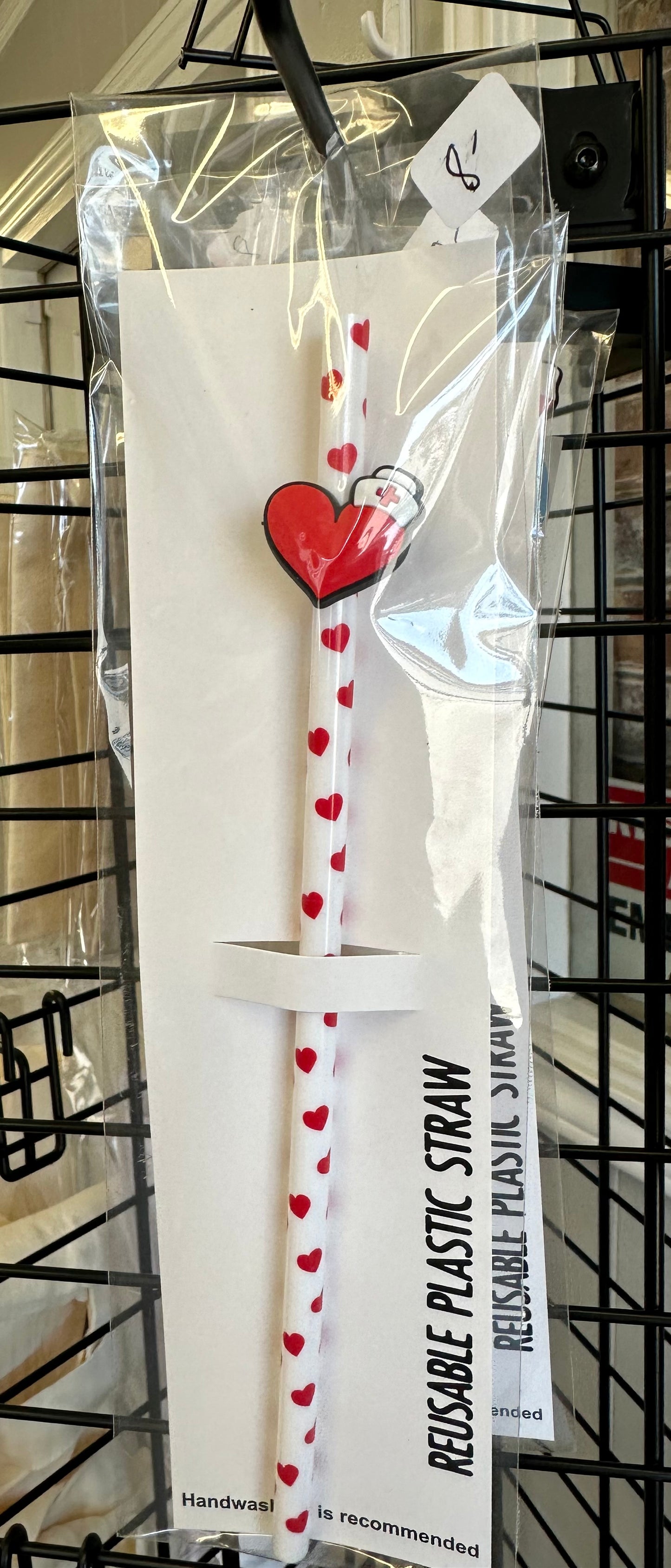 Heart straw charm with reusable straw