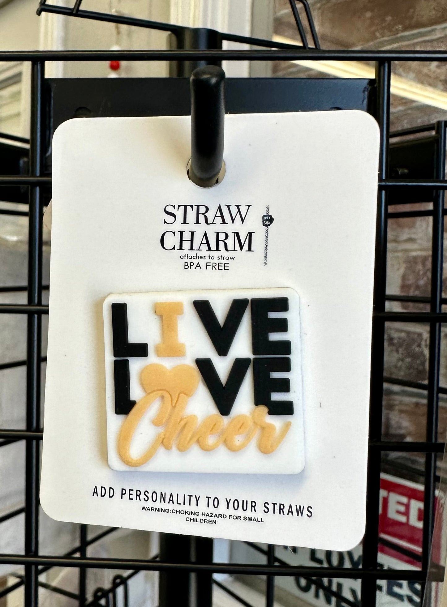 Live Love Cheer Straw Charm